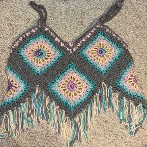 Colorful Crochet Fringe Top